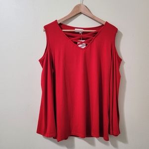Lonolaka Cold shoulder red top L